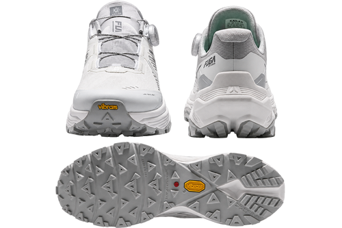 FUGA X3 BOA trail shoe front rear and outsole views