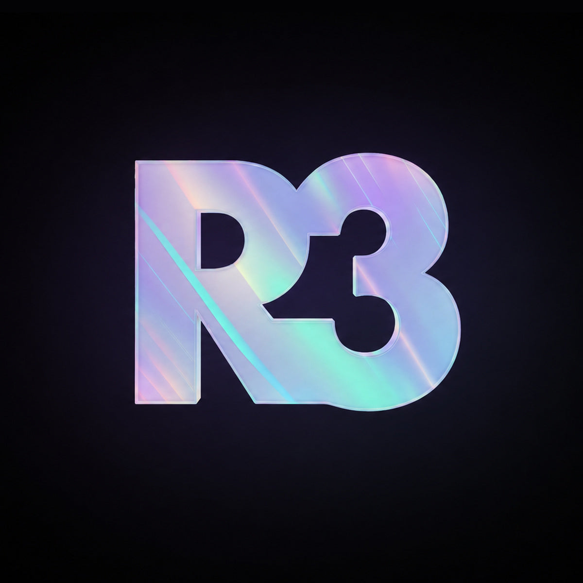 R3 logo on premium black background