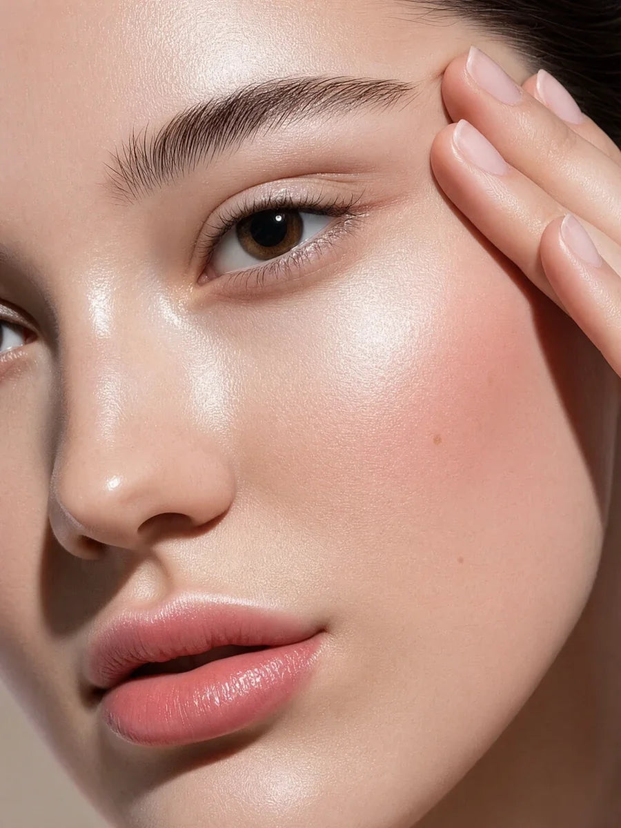Close-up portrait of healthy-looking skin
