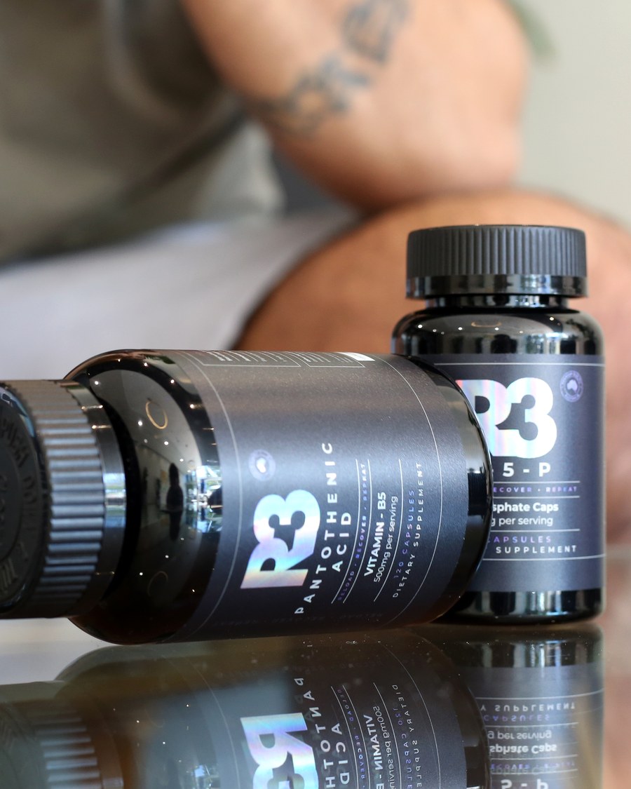 R3 product bottles in a premium daily routine scene